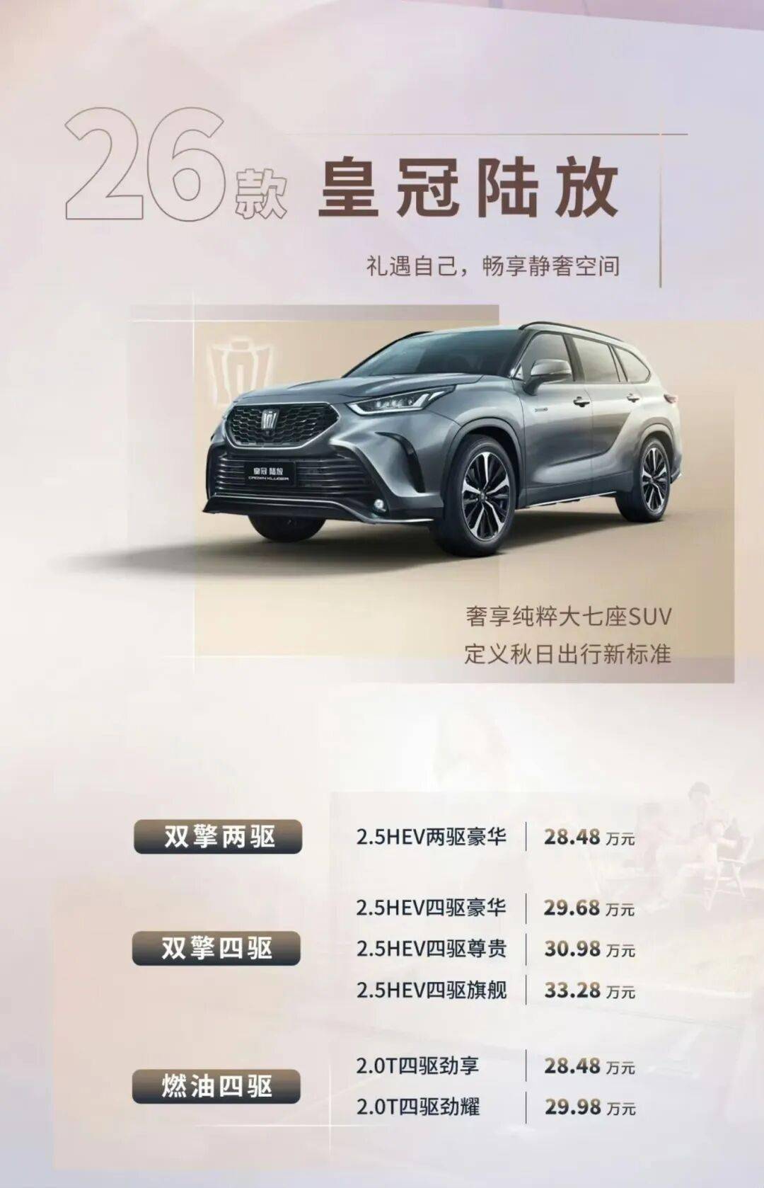 售28.48萬元起!新款豐田皇冠陸放上市