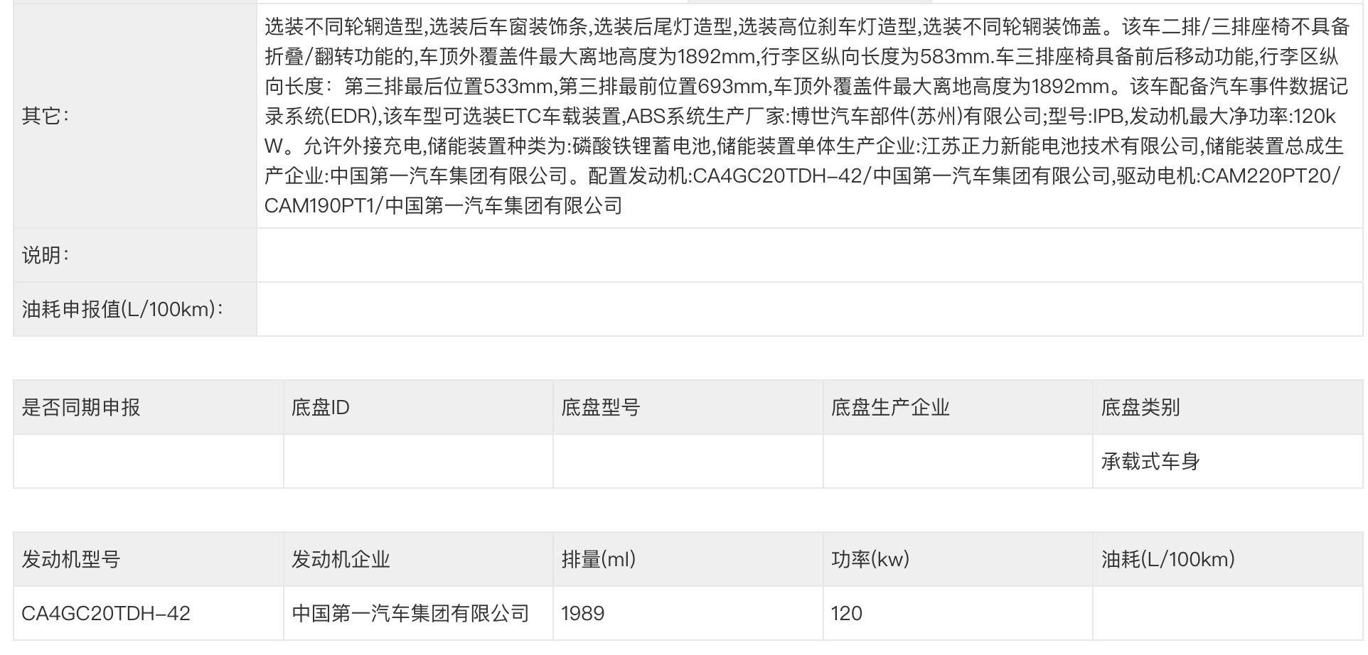 新款紅旗HQ9 PHEV登工信部:新增兩驅、換磷酸鐵鋰電池,更居家